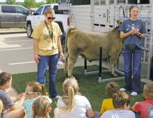 Bryson hosted a livestock day Wednesday, May 17 to teach younger children about animals and also get them interested in 4-H and FFA activities. Here, Braydee Thorne (top right) and Dalton Birdwell show animals. Photos/Brian Smith