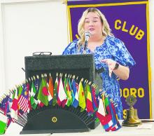 Mattie Kelly with Animal Angels Sanctuary spoke to Jacksboro Lions Club members about the facility located off Highway 148 during the regular meeting Wednesday, Sept. 27. Photo/Brian Smith