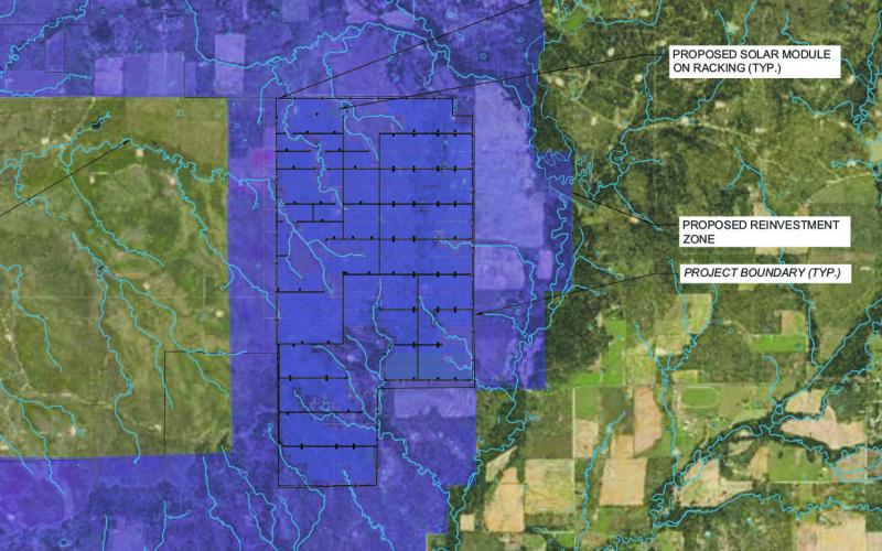 Maps of the Dovetail Solar projects which were approved by both Jacksboro ISD and Perrin-Whitt CISD during special meetings held last Wednesday, Dec. 21. Both districts approved reinvestment zones and applications for wind and solar farms. Application photos