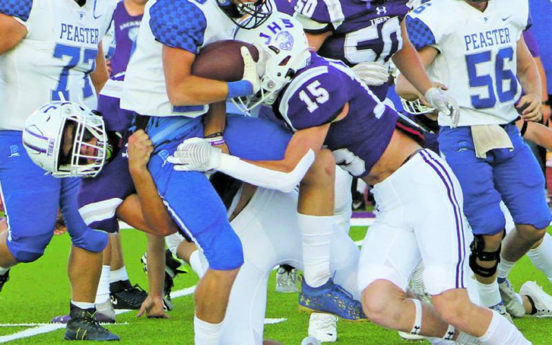The Jacksboro Tigers fell to 1-1 in district play after their 53-33 loss to the Comanche Indians on Friday, Oct. 14. Photo/Brian Smith