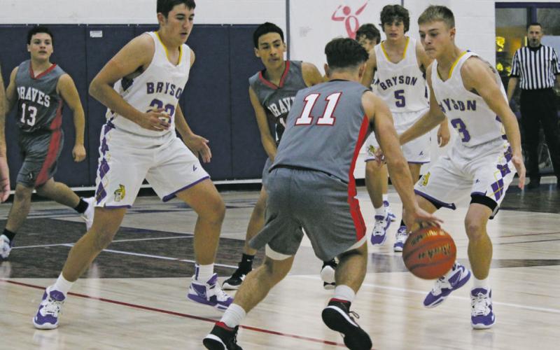 Jameson Pierce and Evan Ford form a formidable defensive presence Tuesday, Dec. 12. Photo/Brian Smith