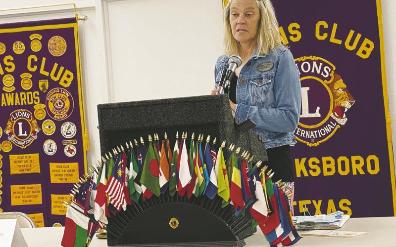 Executive Director of the Jacksboro Pregnancy Center Julie Hopkins speaks to Lions Club members about what the center, which is open Mondays from 10 a.m. to 4 p.m., offers. The center is located at Faith Community Hospital. Photo/Brian Smith
