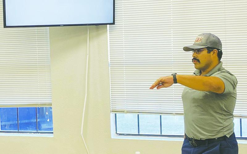   Code Enforcement Officer Diego Flores talk about what he has been doing since taking over the position recently during a city council meeting Sept. 26 Flores gave updates on tornado debris and junked vehicles. Photo/Brian Smith