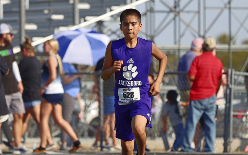 (KYLIE BAILEY | JACKSBORO HERALD-GAZETTE) Carlos Salas finished 35th out of 199 runners Wednesday, Sept. 20 at the Wyatt Dickerson Invitational in Alvord.
