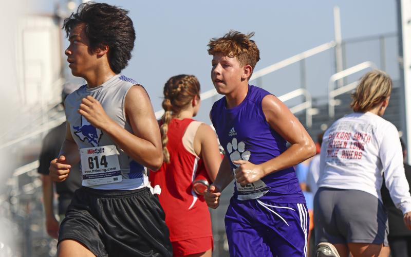 (KYLIE BAILEY | JACKSBORO HERALD-GAZETTE) Levi Gavitt finished 117th out of 199 runners Wednesday, Sept. 20 at the Wyatt Dickerson Invitational in Alvord.