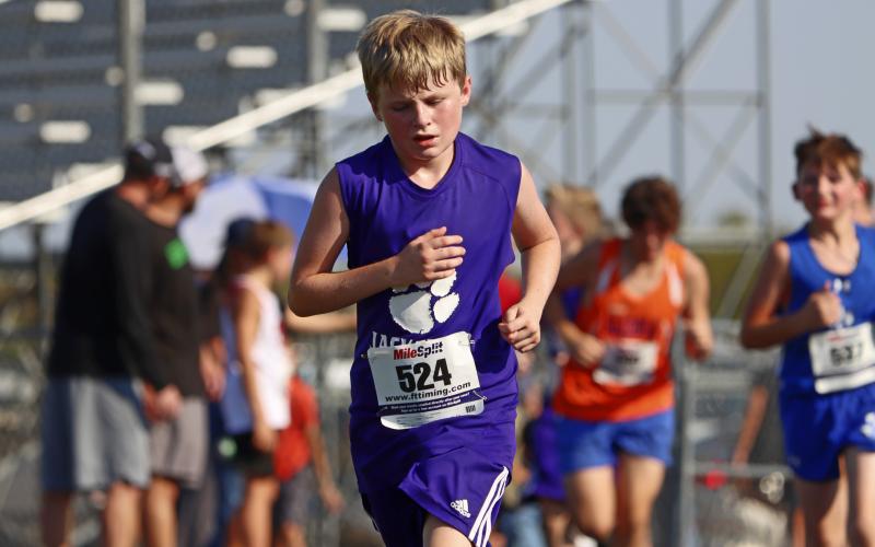 (KYLIE BAILEY | JACKSBORO HERALD-GAZETTE) Wyatt Lehman finished 137th out of 199 runners Wednesday, Sept. 20 at the Wyatt Dickerson Invitational in Alvord.