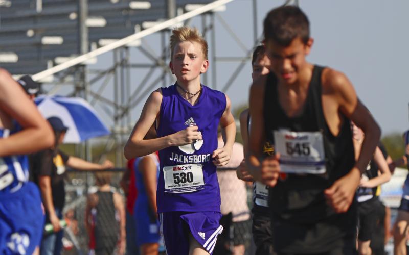 (KYLIE BAILEY | JACKSBORO HERALD-GAZETTE) Jeremy Self finished 140th out of 199 runners Wednesday, Sept. 20 at the Wyatt Dickerson Invitational in Alvord.