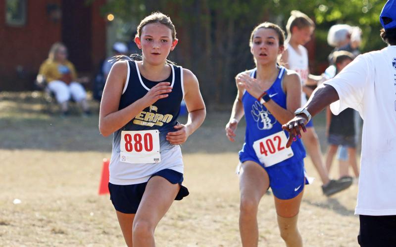 (KYLIE BAILEY | JACKSBORO HERALD-GAZETTE) The Perrin-Whitt CISD cross country teams competed Wednesday, Sept. 27 at the Brock Invitational. 