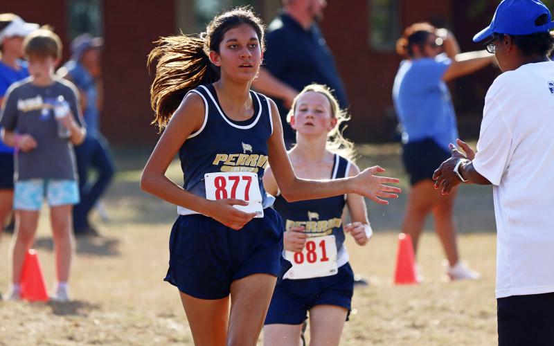 (KYLIE BAILEY | JACKSBORO HERALD-GAZETTE) The Perrin-Whitt CISD cross country teams competed Wednesday, Sept. 27 at the Brock Invitational. 