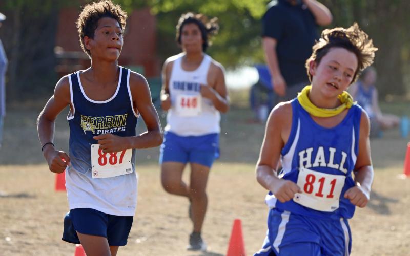 (KYLIE BAILEY | JACKSBORO HERALD-GAZETTE) The Perrin-Whitt CISD cross country teams competed Wednesday, Sept. 27 at the Brock Invitational. 