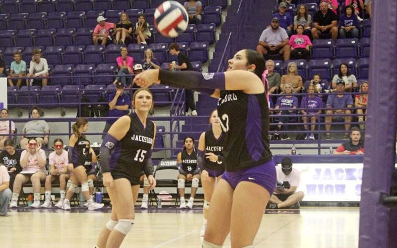 Lilly Webster returns a serve during the 3-1 win Friday, Oct. 11 over City View. Photo/Brian Smith