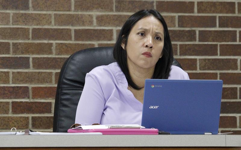 Jacksboro City Council member Libby Gonzales asks if the tax rate increase will sustain the proposed budget. The council adopted the budget and tax rate increase Monday, Sept. 8 at City Hall. Photo/Ashley Anderson