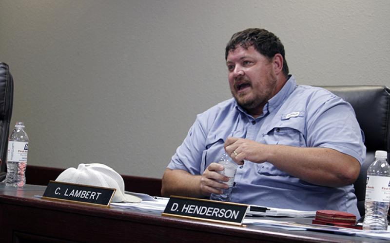 Perrin-Whitt CISD school board member Chad Lambert is opposed to the district’s new personal communication device policy, saying students need to be able to access their cell phones during an emergency. The policy was approved with the condition the district make landlines more accessible, especially in outlying campus facilities. Photo/Ashley Anderson