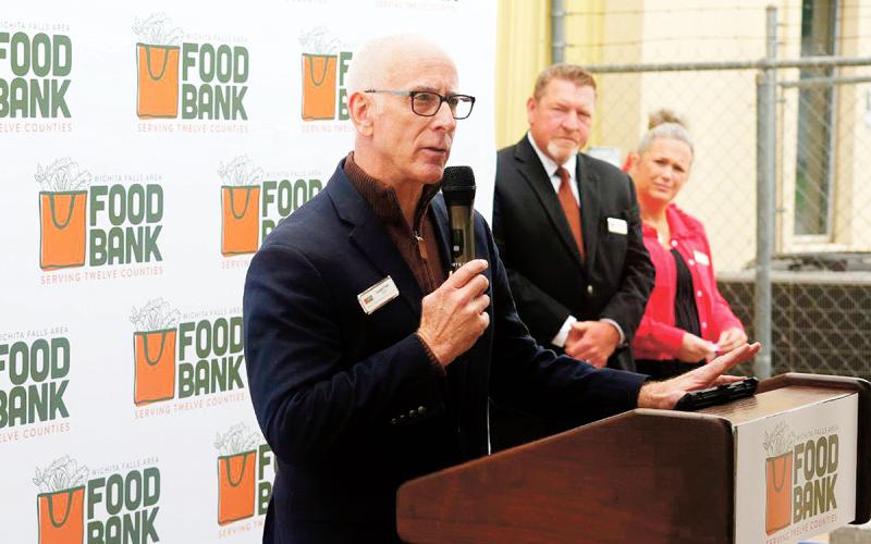 Wichita Falls Area Food Bank CEO David O’Neil speaks during a launch of a fundraising campaign to support the construction of the James N. McCoy Foundation Distribution and Education Center in Wichita Falls. WFAFB serves 12 counties, including Jack County. Contributed Photo/WFAFB