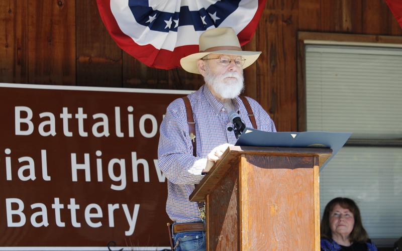 Jack County Judge Emeritus and Jack County Museum Vice President Mitchell Davenport delivers a proclamation declaring Wednesday, June 10, 2026 as Lost Battalion Brotherhood Day in Jack County, encouraging all citizens to reflect on the courage and sacrifice of those who served in World War II. Photo/Ashley Anderson