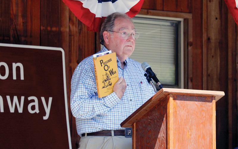 Nelson Oliver, nephew of Lost Battalion veteran Pvt. Garth Oliver, speaks about his uncle Wednesday, June 10 at the Jack County Museum during a ceremony to honor the brotherhood between Oliver and an Australian soldier during World War II. Photo/Ashley Anderson