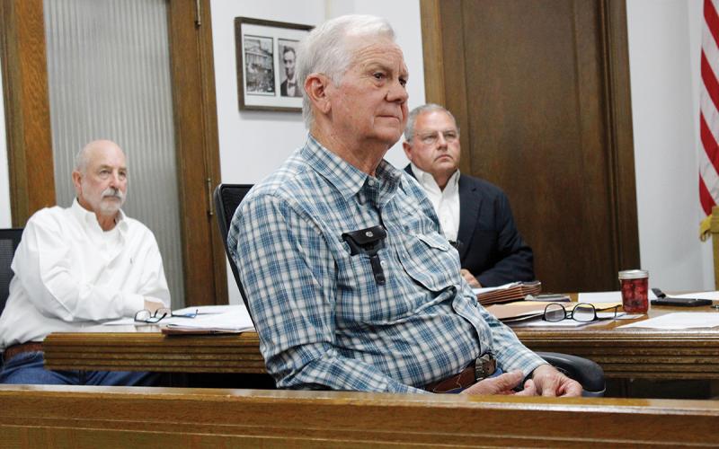 Jack County Precinct 2 Commissioner Ronald Fitzgerald listens to discussions about a tax abatement agreement for a data center in southeastern Jack County. Commissioners will hold a public hearing Monday, June 8 to consider the abatement. Photo/Ashley Anderson