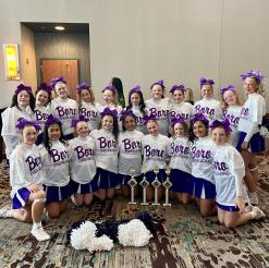 Jacksboro High School cheerleaders compete in the United Cheerleading Association Game Day Masters Camp in Frisco, capturing a slew of awards. Contributed photo/Jacksboro ISD
