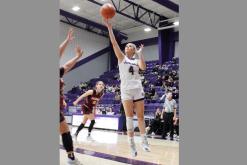 Jacksboro Tigerette Hayden Walker soars towards the basket in January against Vernon. Walker was selected to play for the girls West basketball team at the Oil Bowl All-Star Games in Wichita Falls in June. Archive photo