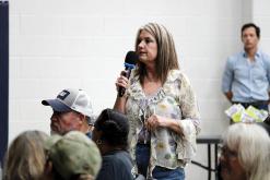  Local resident Vickie Bruce asks for transparency from both CyrusOne and Jack County commissioners regarding a data center project proposed in southeastern Jack County. CyrusOne hosted a community meeting Thursday, May 28 in Perrin. Photo/Ashley Anderson