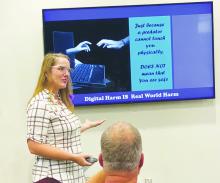 Wise County Crisis Center Community Educator Karen Vanderkaay explains about digital safety to Jack County Republicans during their Tuesday, Oct. 10 meeting. Photo/Brian Smith