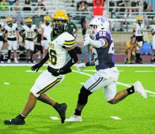 Luis Balderrama (22) is in hot pursuit of the Boyd receiver during the Friday, Sept. 6 win over the Yellowjackets. Photo/Brian Smith