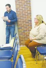 Shane Wilhelm with the Texas Travel Alliance speaks to Jacksboro City Council members about creating a tourism position under the Jacksboro Economic Development Corporation. EDC Executive Director Brenda Tarpley listens in. Photo/Brian Smith