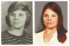 The 1976 Ephrata High School yearbook photo next to an age progression photo of Roberta Mumma. Contributed photos/Texas DPS
