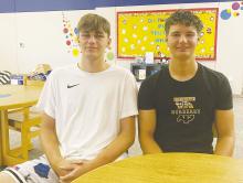 Maurice Reiter, left, and Meris Martinovic are foreign exchange students from Germany who will be spending their school year in Bryson. They said they are enjoying the smaller town of Bryson and the pace of life compared to the big cities both are from. Photo/Brian Smith