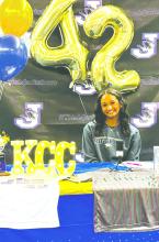 Jacksboro High School softball player Charlie Phariss signed a national letter of intent to play at Kansas Christian College during a ceremony earlier this month. Phariss is a four-year player for the Tigerettes. Contributed photo