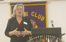 Bethann Richard with the Heart of Town Community Clinic, speaks about the clinic to Jacksboro Lions Club members at Wednesday, March 26 meeting. Richard said patients of all ages have been seen at the clinic. Photo/Brian Smith