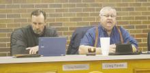 Jacksboro Mayor Craig Fenter, right, speaks to a full city council chambers about the recent suspension of the police chief and two officers. Fenter said there are no personal agendas and the council wants to bring the community back together. Photo/Brian Smith