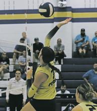The Perrin Lady Pirates swept the Gold-Burg Lady Bears during their home game Friday, Aug. 30. The win moves the Lady Pirates to 13-4 for the season. The team traveled to Olney yesterday, with no results as of press time, and will have Friday off. District play will begin at 5 p.m. Tuesday, Oct. 8 at home against the Bryson Cowgirls. Photos/ Kylie Bailey