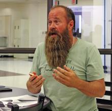 Market at Tandy Hall owner Eric Waller shares insights about healthy food option market gaps at a JEDC community assessment workshop last week. Photo/Ashley Anderson