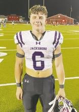 From left: Jacksboro’s Luke Sams, Perrin’s Cole Keeney, and Bryson’s Nate Jackson have been named the Jacksboro Herald-Gazette’s Athletes of the Week following the past week of athletic performances. Contributed photos