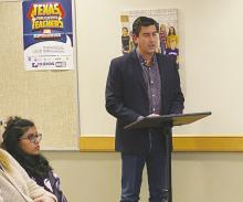 Miles Maddox with the Facilities Vision Committee speaks to the Jacksboro ISD board of trustees during the board’s Monday, Jan. 9 meeting. The committee came up with projects for the board to consider for a potential bond issue. No decision on a bond issue was made at the meeting. Photo/Brian Smith