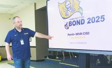 Perrin-Whitt CISD Superintendent Loren Sell hosted a bond meeting Saturday, April 12. Photo/Brian Smith