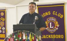 Ron Butler, Jack County liaison with the Texas Department of Emergency Management, speaks to Lions Club members at their Wednesday, Oct. 11 meeting. Photo/Brian Smith