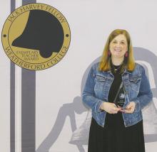 Jacksboro Elementary School 5th grade Teacher Leah Davenport was named a Jack Harvey Fellow and received an exemplary teacher award at a luncheon at Weatherford College recently. Teachers from a number of area school districts were awarded. Courtesy photo