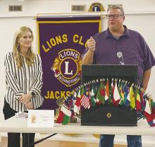 Jacksboro Education Foundation President Jason Johnson, right, and executive director Kelly Castle speak about what the foundation will be able to accomplish for students, staff and teachers Wednesday, Nov. 13 at the Jacksboro Lions Club meeting. Photo/Brian Smith