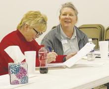 Long Term Recovery Committee Case Worker Sandra Dixon gives and update on volunteers coming to town to assist with tornado recovery during their Thursday, Feb. 16 meeting. Photo/Brian Smith