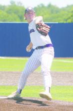 Wyatt Gavit gets into the windup during game one of the regional final series Friday, May 23 with Wall. Photo/Brian Smith