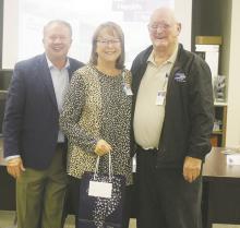 Faith Community Hospital board members Lori McBrayer and Larry Hopwood were honored for their years of service to the board during a ceremony last month. Presenting the awards was FCH CEO Frank Beaman. Photo/Brian Smith
