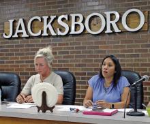 Jacksboro City Council members Shawnea’ Smith and Libby Gonzales are in favor of repaying the overpaid sales and use taxes back to the state comptroller’s office over a period of 48 months, with the state deducting about $2,700 per month from the city’s portion of monthly sales tax distributions. Photo/Ashley Anderson