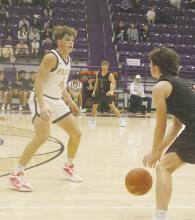Cole Keeney plays defense during the Perrin first-round game with Whitesboro in the Jacksboro Tornado Tipoff. Photo/Brian Smith
