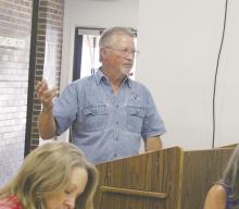 Business owner Rod Heltzel speaks at the Jacksboro city council meeting Monday, June 9. Heltzel urged council members to begin work on fixing McCombs Street and criticized past councils for their not having a plan on the project. Photo/Brian Smith