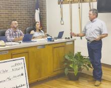 David Kinder speaks to Jacksboro City Council about granting a variance on his mobile home. This event took up much of the summer and late fall. File photo