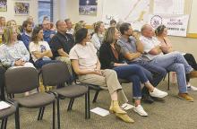 A crowd of attendees listen in on a discussion of allowing homeschool students to take part in Jacksboro ISD events such as athletics, cheerleading and choir. A decision on the matter is expected at the board’s April meeting. Photo/Brian Smith