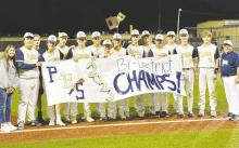 Perrin Pirates pose with their bi-district champions trophy. Perrin will face Ector in the area round of the playoffs. Photo/Brian Smith
