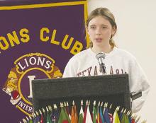 Jacksboro High School senior Allie Robinson spoke to Lions Club members at their Wednesday, Feb. 26 meeting. Photo/Brian Smith